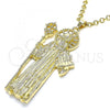 Oro Laminado Religious Pendant, Gold Filled Style San Benito Design, Polished, Golden Finish, 05.213.0095