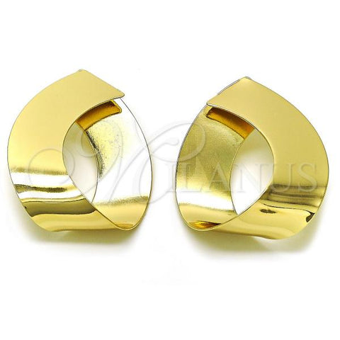 Oro Laminado Stud Earring, Gold Filled Style Teardrop and Twist Design, Polished, Golden Finish, 02.213.0605