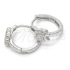 Sterling Silver Huggie Hoop, Butterfly Design, with White Micro Pave, Polished, Rhodium Finish, 02.332.0007.15