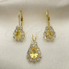Oro Laminado Earring and Pendant Adult Set, Gold Filled Style with  Cubic Zirconia, Golden Finish, 5.056.014