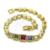 Oro Laminado Fancy Bracelet, Gold Filled Style with Multicolor Cubic Zirconia, Polished, Golden Finish, 03.283.0089.1.07