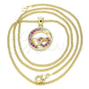 Oro Laminado Pendant Necklace, Gold Filled Style Heart Design, with Ruby Micro Pave, Polished, Golden Finish, 04.156.0328.1.20