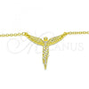 Sterling Silver Pendant Necklace, Angel Design, with White Micro Pave, Polished, Golden Finish, 04.336.0009.2.16