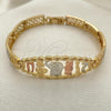 Oro Laminado Fancy Bracelet, Gold Filled Style Elephant and Owl Design, Polished, Tricolor, 03.380.0072.07