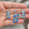 Sterling Silver Earring and Pendant Adult Set, Leaf Design, with Bermuda Blue Opal, Polished, Silver Finish, 10.391.0026