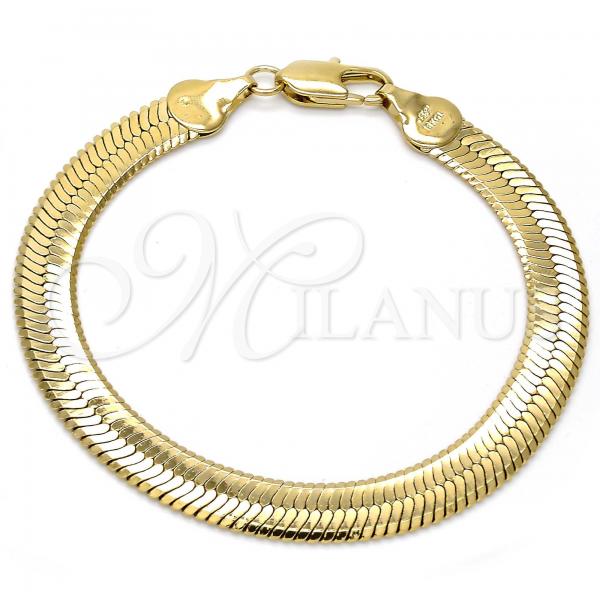 Oro Laminado Basic Bracelet, Gold Filled Style Herringbone Design, Polished, Golden Finish, 5.221.004.1.08