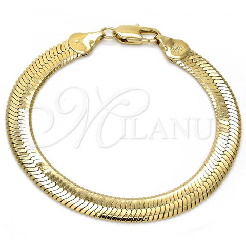 Oro Laminado Basic Bracelet, Gold Filled Style Herringbone Design, Polished, Golden Finish, 5.221.004.1.08