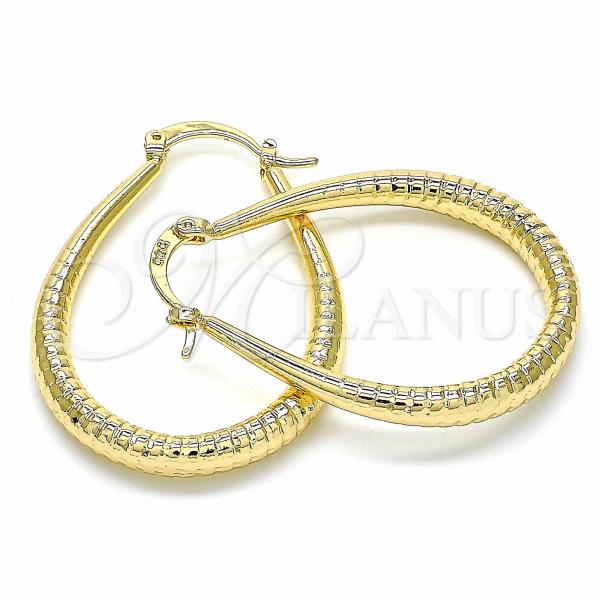 Oro Laminado Medium Hoop, Gold Filled Style Diamond Cutting Finish, Golden Finish, 02.170.0279.30
