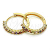 Oro Laminado Huggie Hoop, Gold Filled Style with Multicolor Cubic Zirconia, Polished, Golden Finish, 02.210.0095.5.25