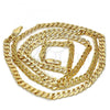 Gold Tone Basic Necklace, Pave Cuban Design, Polished, Golden Finish, 04.242.0036.30GT