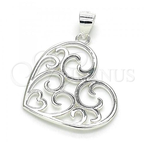 Sterling Silver Fancy Pendant, Heart Design, Polished,, 05.398.0029
