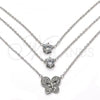 Rhodium Plated Pendant Necklace, Butterfly Design, with White Cubic Zirconia and White Micro Pave, Polished, Rhodium Finish, 04.213.0124.1.16