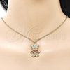Oro Laminado Fancy Pendant, Gold Filled Style Teddy Bear and Baguette Design, with Garnet Cubic Zirconia and White Micro Pave, Polished, Golden Finish, 05.284.0020.1