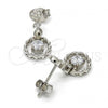 Sterling Silver Dangle Earring, with White Cubic Zirconia, Polished, Rhodium Finish, 02.175.0133