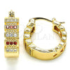 Oro Laminado Small Hoop, Gold Filled Style with Garnet and White Micro Pave, Polished, Golden Finish, 02.210.0289.1.20