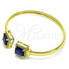 Oro Laminado Individual Bangle, Gold Filled Style with Sapphire Blue Cubic Zirconia and White Micro Pave, Polished, Golden Finish, 07.381.0002.4