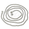 Rhodium Plated Basic Necklace, Rope Design, Polished, Rhodium Finish, 04.64.0001.1.24
