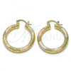 Oro Laminado Medium Hoop, Gold Filled Style Matte Finish, Tricolor, 02.170.0232.1.30