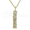 Oro Laminado Pendant Necklace, Gold Filled Style with White Micro Pave, Polished, Golden Finish, 04.313.0023.20