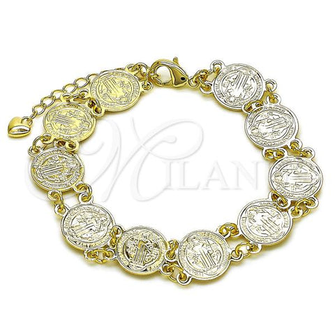 Oro Laminado Fancy Bracelet, Gold Filled Style San Benito Design, Polished, Golden Finish, 03.213.0314.07