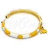 Oro Laminado Individual Bangle, Gold Filled Style Elephant Design, with White Crystal, Yellow Enamel Finish, Golden Finish, 07.254.0002.03 (06 MM Thickness, Size 3 - 2.00 Diameter)