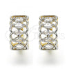 Oro Laminado Huggie Hoop, Gold Filled Style with White Cubic Zirconia, Polished, Two Tone, 02.210.0142.15