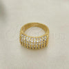 Oro Laminado Multi Stone Ring, Gold Filled Style with White Micro Pave, Polished, Golden Finish, 01.346.0009.07