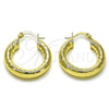 Oro Laminado Medium Hoop, Gold Filled Style Hollow Design, Diamond Cutting Finish, Golden Finish, 02.213.0755.25