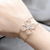 Stainless Steel Fancy Bracelet, Four-leaf Clover Design, with White Crystal, Polished, Rose Gold Finish, 03.63.22109.07