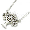 Sterling Silver Pendant Necklace, Tree Design, with White Cubic Zirconia, Polished, Rhodium Finish, 04.336.0083.16