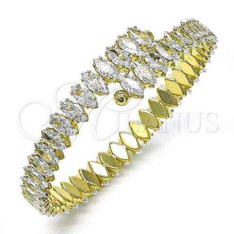 Oro Laminado Individual Bangle, Gold Filled Style with White Cubic Zirconia, Polished, Golden Finish, 07.213.0011