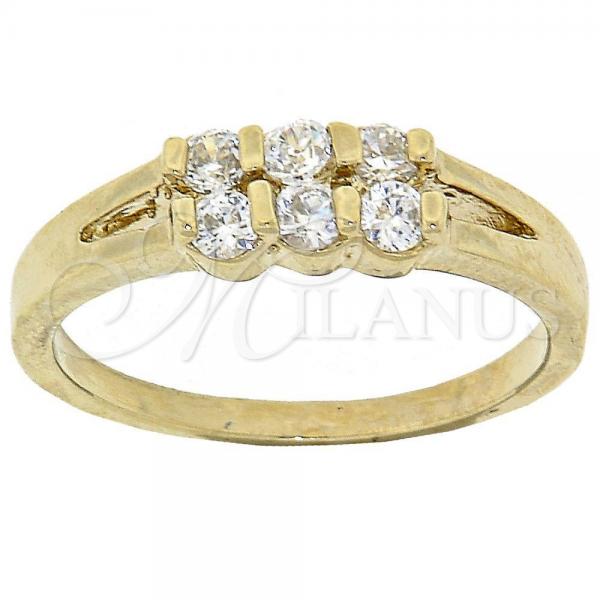 Oro Laminado Multi Stone Ring, Gold Filled Style with White Cubic Zirconia, Polished, Golden Finish, 5.167.027.09 (Size 9)