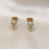 Oro Laminado Stud Earring, Gold Filled Style Ice Cream Design, with White Micro Pave, Polished, Golden Finish, 02.341.0220