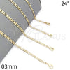 Oro Laminado Basic Necklace, Gold Filled Style Figaro Design, Polished, Golden Finish, 04.213.0111.24