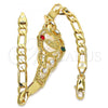 Oro Laminado Fancy Bracelet, Gold Filled Style Heart and Guadalupe Design, with Multicolor Crystal, Polished, Golden Finish, 03.253.0034.1.08