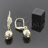 Oro Laminado Dangle Earring, Gold Filled Style Disco and Ball Design, Polished, Golden Finish, 5.123.012