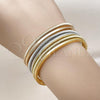 Oro Laminado Trio Bangle, Gold Filled Style Spiral Design, Polished, Tricolor, 07.170.0057