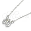 Sterling Silver Pendant Necklace, Eiffel Tower Design, with White Cubic Zirconia, Polished, Rhodium Finish, 04.337.0012.16