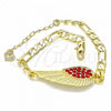 Oro Laminado Fancy Bracelet, Gold Filled Style with Garnet Crystal, Polished, Golden Finish, 03.351.0057.1.07