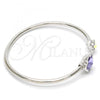 Rhodium Plated Individual Bangle, Flower Design, with Tanzanite and Aurore Boreale Swarovski Crystals, Polished, Rhodium Finish, 07.239.0011.6 (02 MM Thickness, One size fits all)