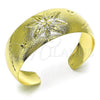 Oro Laminado Individual Bangle, Gold Filled Style Flower Design, Diamond Cutting Finish, Golden Finish, 07.168.0028