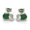 Rhodium Plated Stud Earring, Elephant Design, with Green and White Cubic Zirconia, Polished, Rhodium Finish, 02.210.0159.7