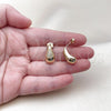 Oro Laminado Stud Earring, Gold Filled Style Teardrop Design, with White Micro Pave, Polished, Golden Finish, 02.283.0201