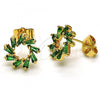 Oro Laminado Stud Earring, Gold Filled Style with Green Cubic Zirconia, Polished, Golden Finish, 02.310.0092