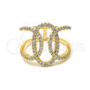 Oro Laminado Multi Stone Ring, Gold Filled Style with White Cubic Zirconia, Polished, Golden Finish, 01.155.0045.09 (Size 9)