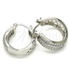 Rhodium Plated Small Hoop, with White Cubic Zirconia, Polished, Rhodium Finish, 02.210.0273.4.20