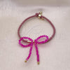 Oro Laminado Adjustable Bolo Bracelet, Gold Filled Style Bow Design, with Fuchsia Crystal, Purple Golden Finish, 03.362.0028.07