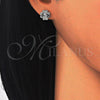 Sterling Silver Stud Earring, with Black and White Micro Pave, Polished, Rhodium Finish, 02.186.0073