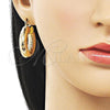 Oro Laminado Medium Hoop, Gold Filled Style Hollow Design, Diamond Cutting Finish, Golden Finish, 02.163.0317.30