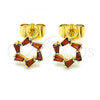 Oro Laminado Stud Earring, Gold Filled Style with Garnet Cubic Zirconia, Polished, Golden Finish, 02.210.0747.2